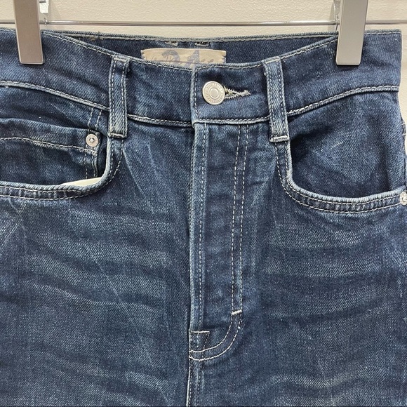 Free People We The Free High Waist Skinny Jeans Dark Wash Button Fly Size 24 - Picture 3 of 9
